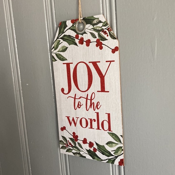 NWT Beautiful Glittered Joy To The World Wooden Holiday Gift Tag Decoration Sign - Picture 9 of 11